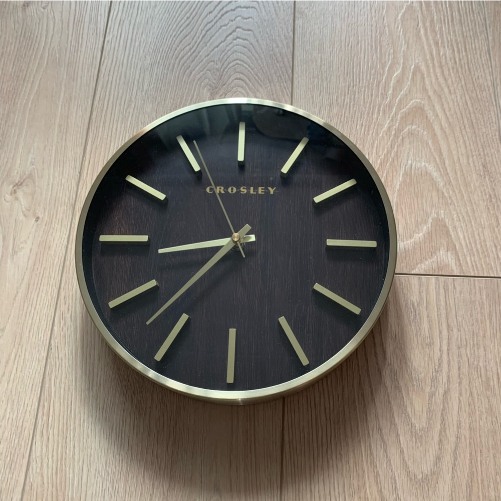 Crosley Modern Black and Gold Wall Clock